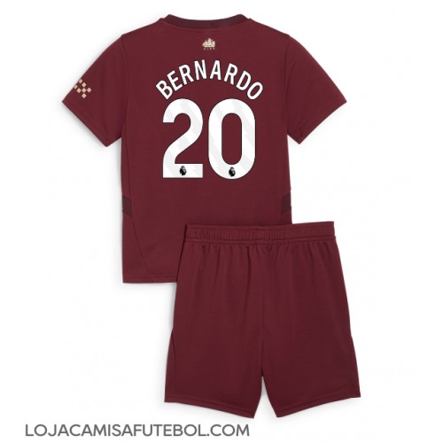 Camisa de Futebol Manchester City Bernardo Silva #20 Equipamento Alternativo Infantil 2024-25 Manga Curta (+ Calças curtas)